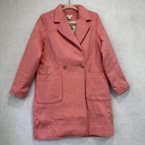 Sundance Coat Womens Large Pink Wool Blend Notch Lapel Patch Pockets Lined